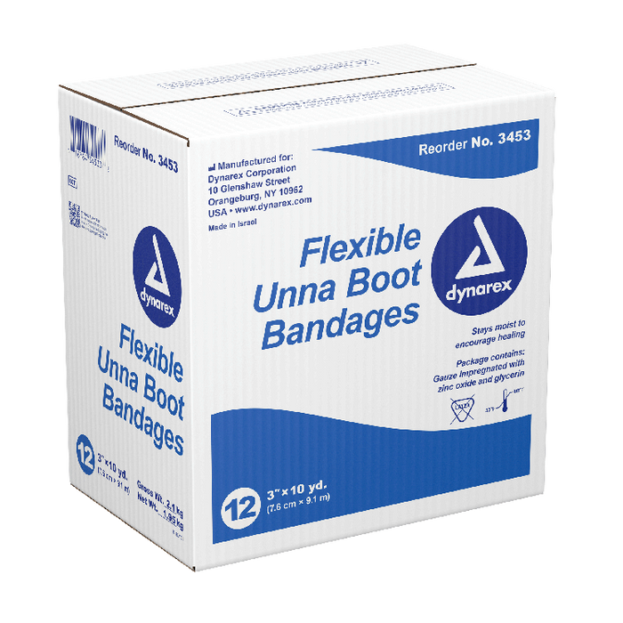 Dynarex Unna Boot Bandages, 3" x 10 yd, 12/cs