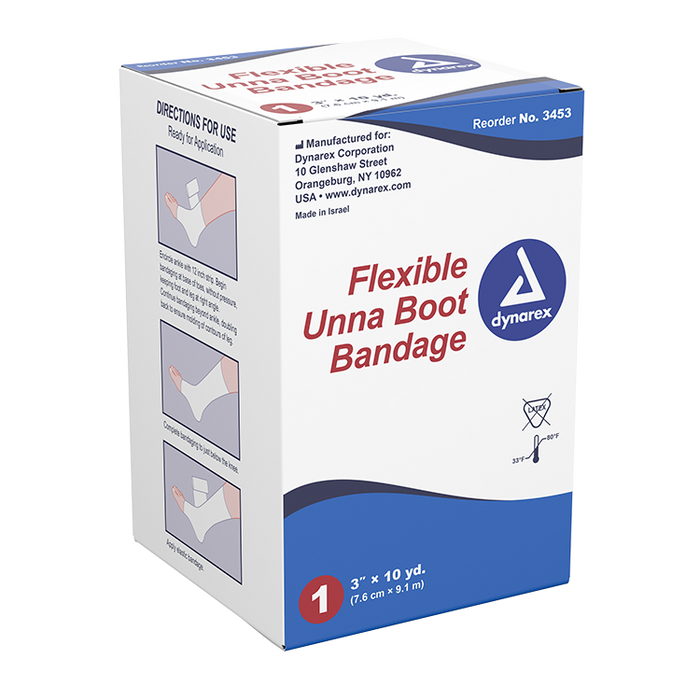 Dynarex Unna Boot Bandages, 3" x 10 yd, 12/cs