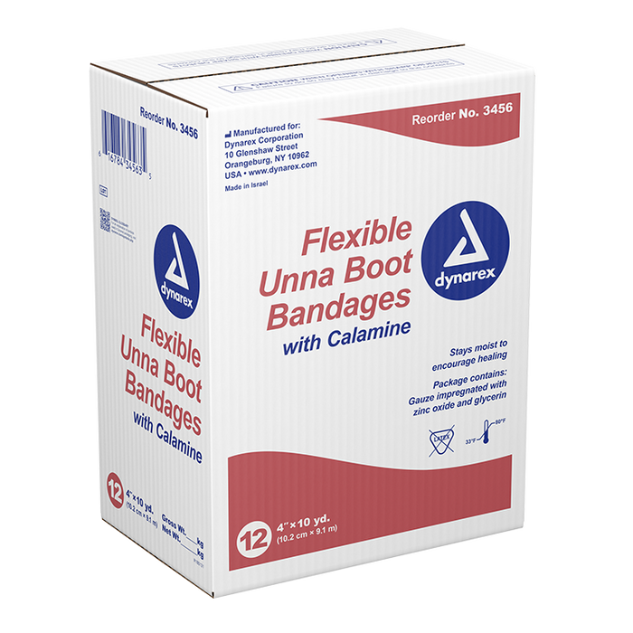 Dynarex Unna Boot Bandages w/ Calamine, 4" x 10 yd, 12/cs