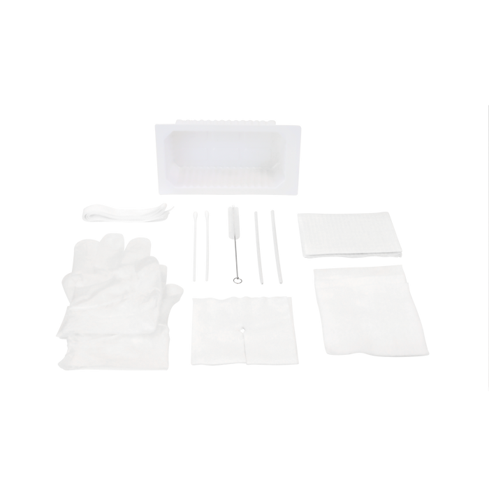 Dynarex Tracheostomy Care Kit - One Compartment Tray with Vinyl Gloves (20 Count)
