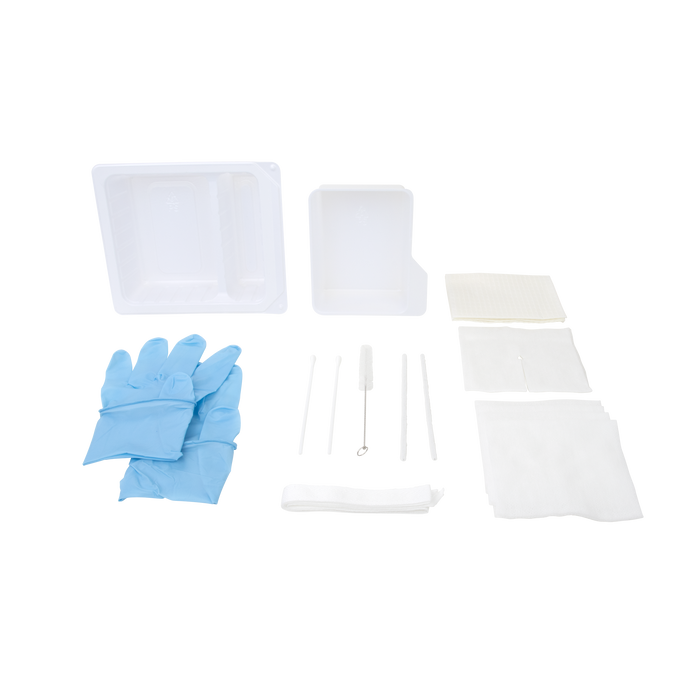 Dynarex Tracheostomy Care Kit - Two Compartment Tray with Nitrile Gloves (20 Count)
