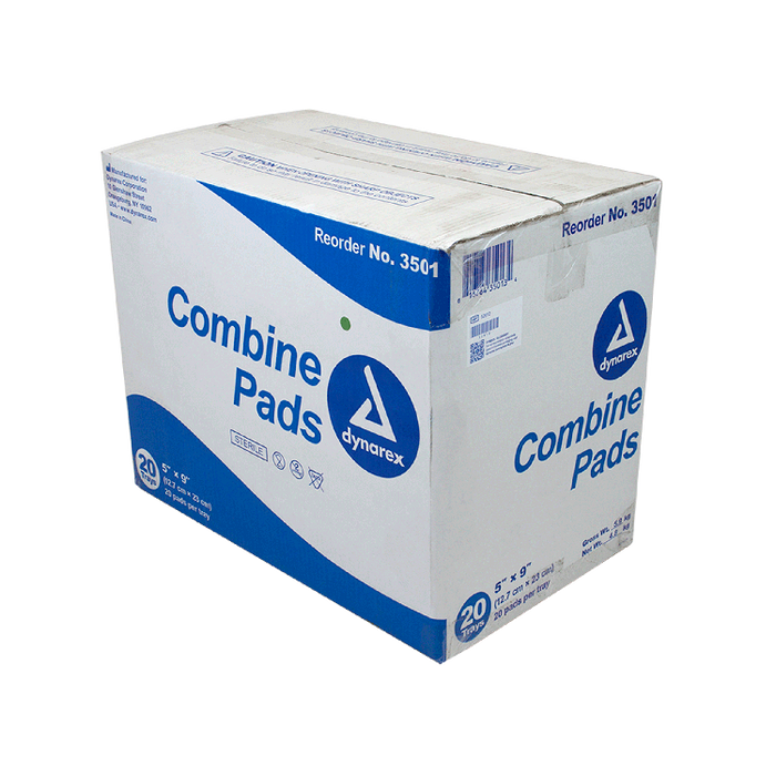 Dynarex Combine Pads 1/pouch - Sterile, 5" x 9", 20/20/cs