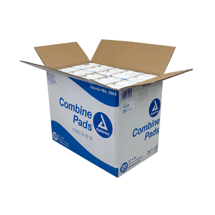 Dynarex Combine Pads 1/pouch - Sterile, 5" x 9", 20/20/cs