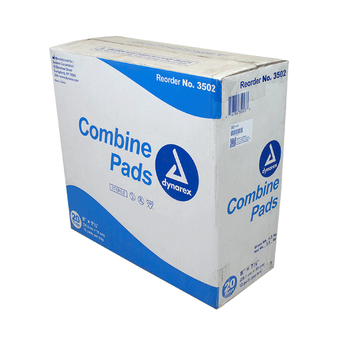 Dynarex Combine Pads 1/pouch - Sterile, 8" x 7.5", 20/12/cs