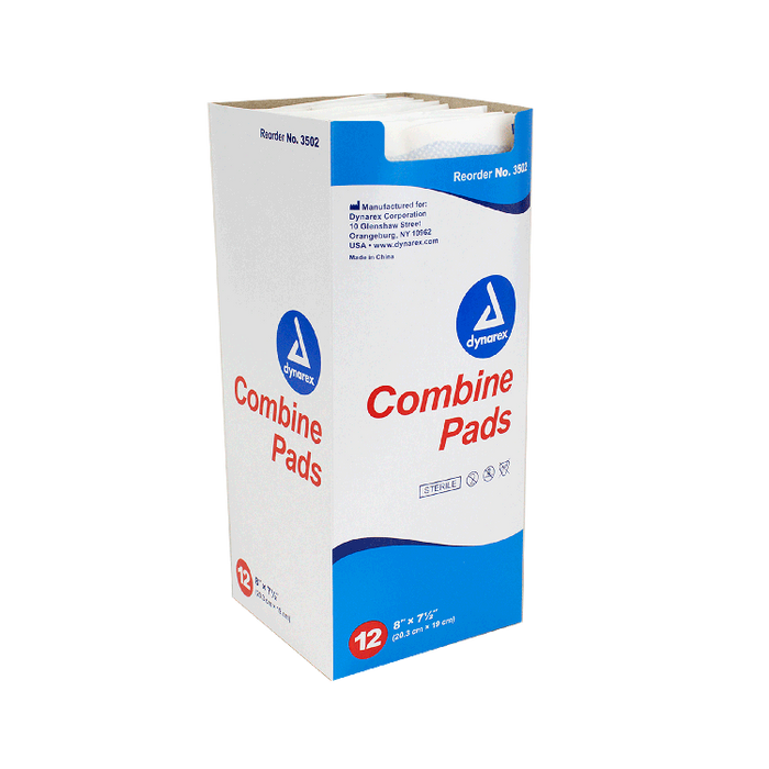 Dynarex Combine Pads 1/pouch - Sterile, 8" x 7.5", 20/12/cs