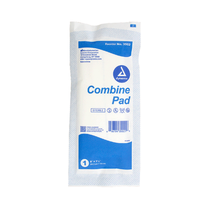 Dynarex Combine Pads 1/pouch - Sterile, 8" x 7.5", 20/12/cs