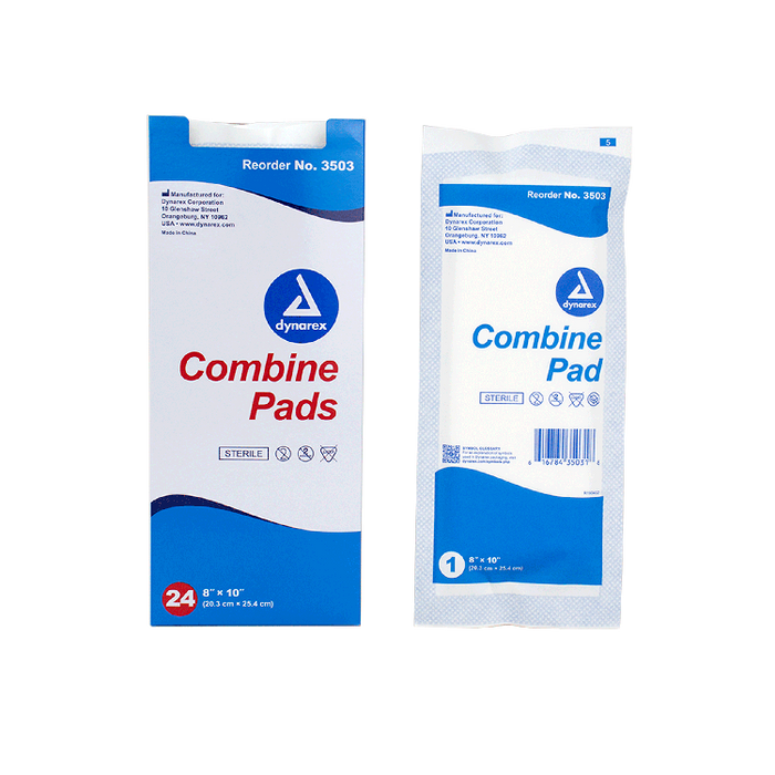 Dynarex Combine Pads 1/pouch - Sterile, 8" x 10", 15/24/cs