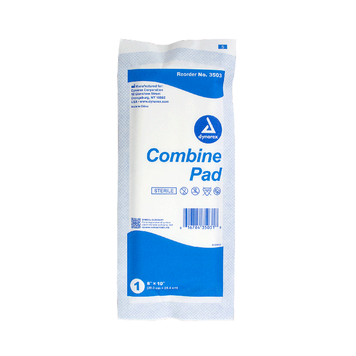 Dynarex Combine Pads 1/pouch - Sterile, 8" x 10", 15/24/cs