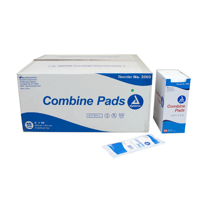 Dynarex Combine Pads 1/pouch - Sterile, 8" x 10", 15/24/cs