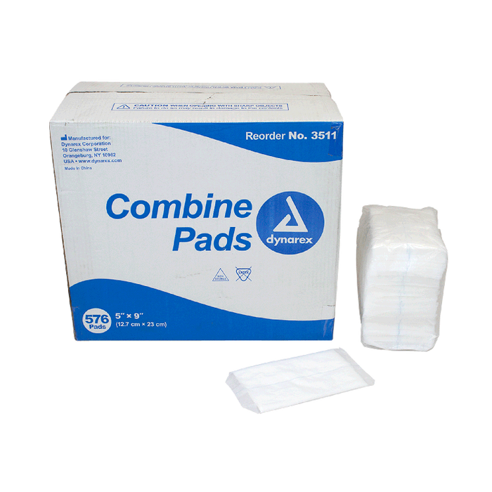 Dynarex Combine Pads - Non-Sterile, 5" x 9", Bulk/576/cs