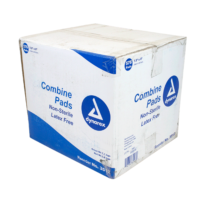 Dynarex Combine Pads - Non-Sterile, 8" x 7.5", Bulk/576/cs