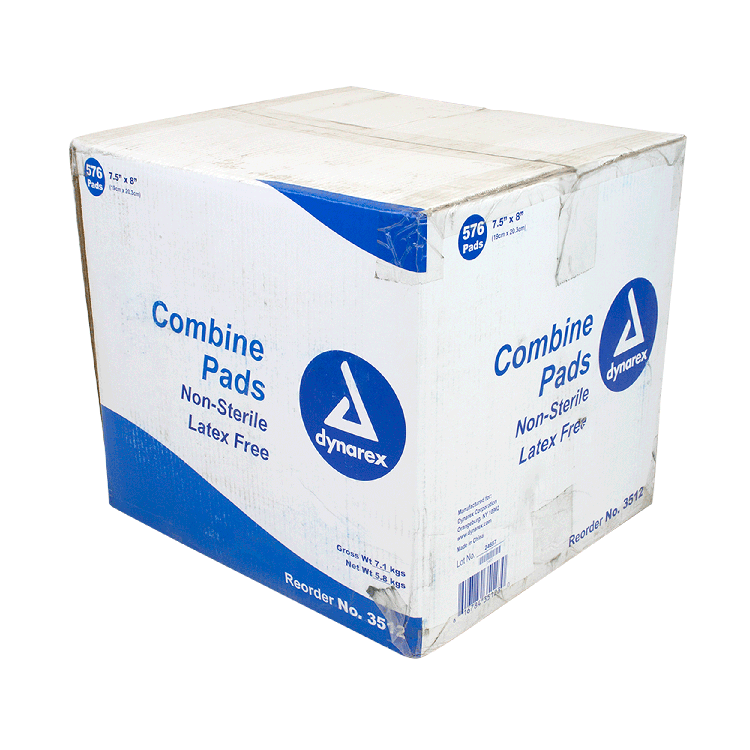 Dynarex Combine Pads - Non-Sterile, 8" x 7.5", Bulk (576 Count)