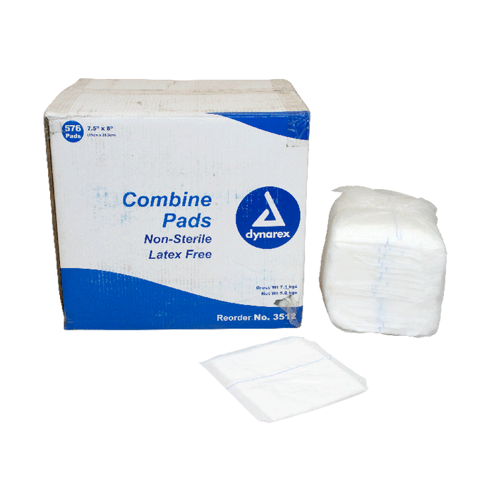 Dynarex Combine Pads - Non-Sterile, 8" x 7.5", Bulk/576/cs