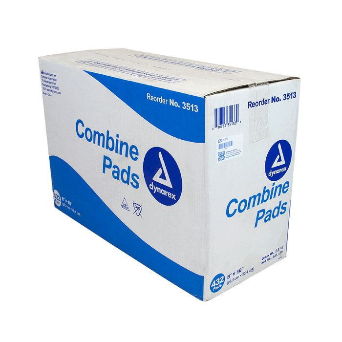 Dynarex Combine Pads - Non-Sterile, 8" x 10", Bulk/432/cs