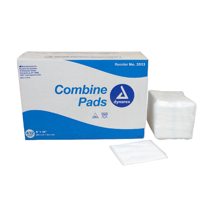 Dynarex Combine Pads - Non-Sterile, 8" x 10", Bulk/432/cs