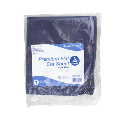 Dynarex Premium Flat Cot Sheet, 40" x 85", Dark Blue, 50/cs