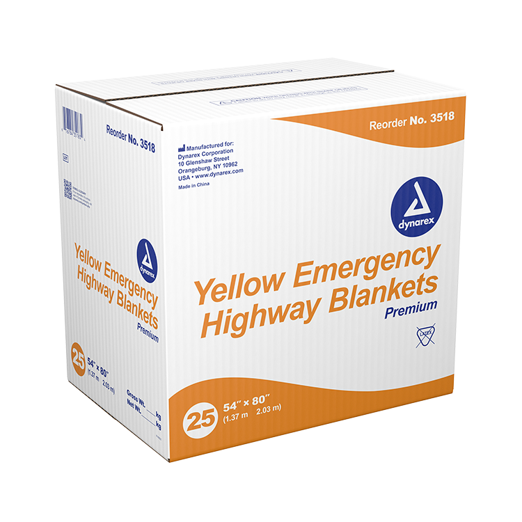 Dynarex Yellow Emergency Highway Blanket (premium), 54" x 80", 25/cs