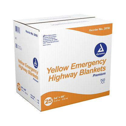 Dynarex Yellow Emergency Highway Blanket (premium), 54" x 80", 25/cs