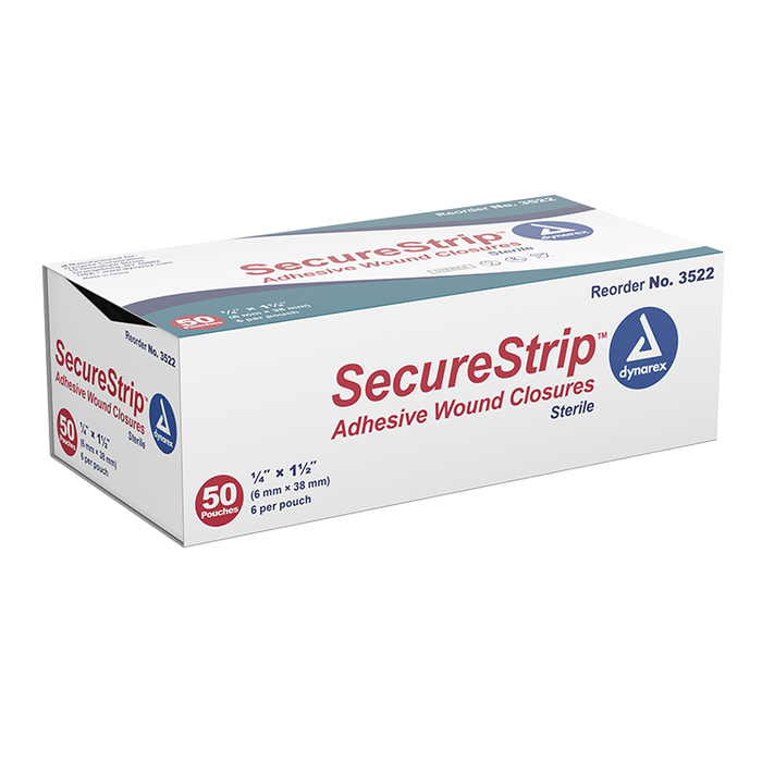 Dynarex SecureStrip Adhesive Wound Closures - Sterile, 50ea/bx, 4bxs/cs (200 Count)