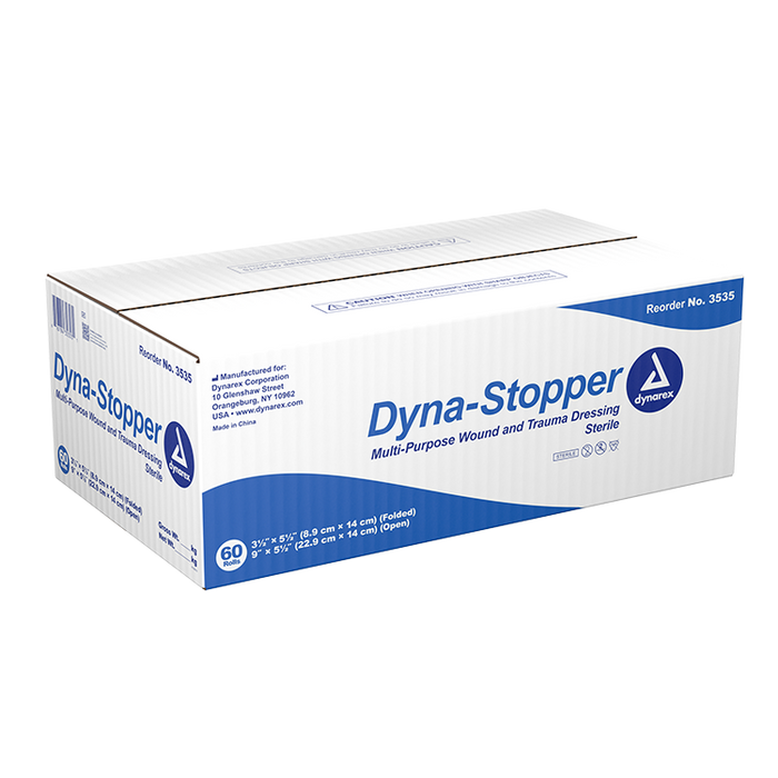 Dynarex Dyna-Stopper Trauma Dressing - Sterile, 3.5" x 5.5", 60/cs