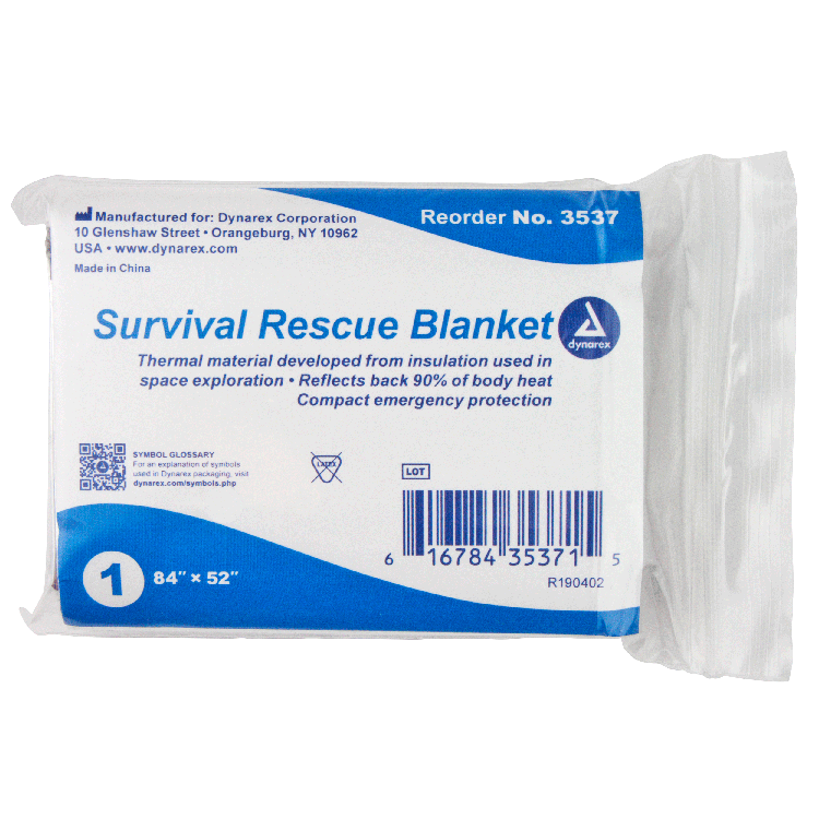 Dynarex Emergency Survival Rescue Blanket, 84" x 52", 120/cs