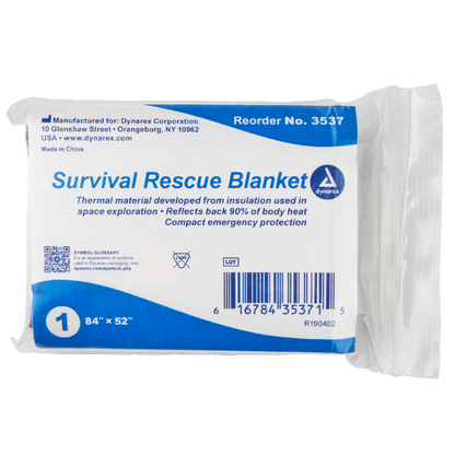 Dynarex Emergency Survival Rescue Blanket, 84" x 52", 120/cs