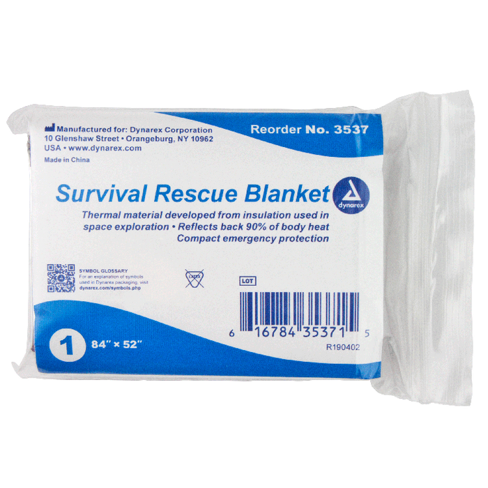 Dynarex Emergency Survival Rescue Blanket, 84" x 52", 120/cs