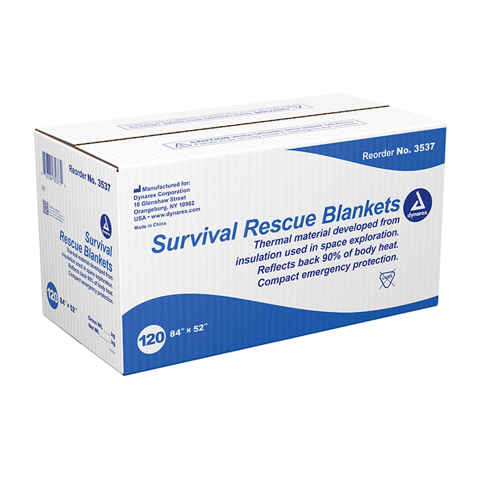 Dynarex Emergency Survival Rescue Blanket, 84" x 52", 120/cs