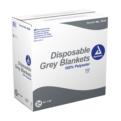 Dynarex Disposable Grey Blanket, 40" x 80", 24/cs