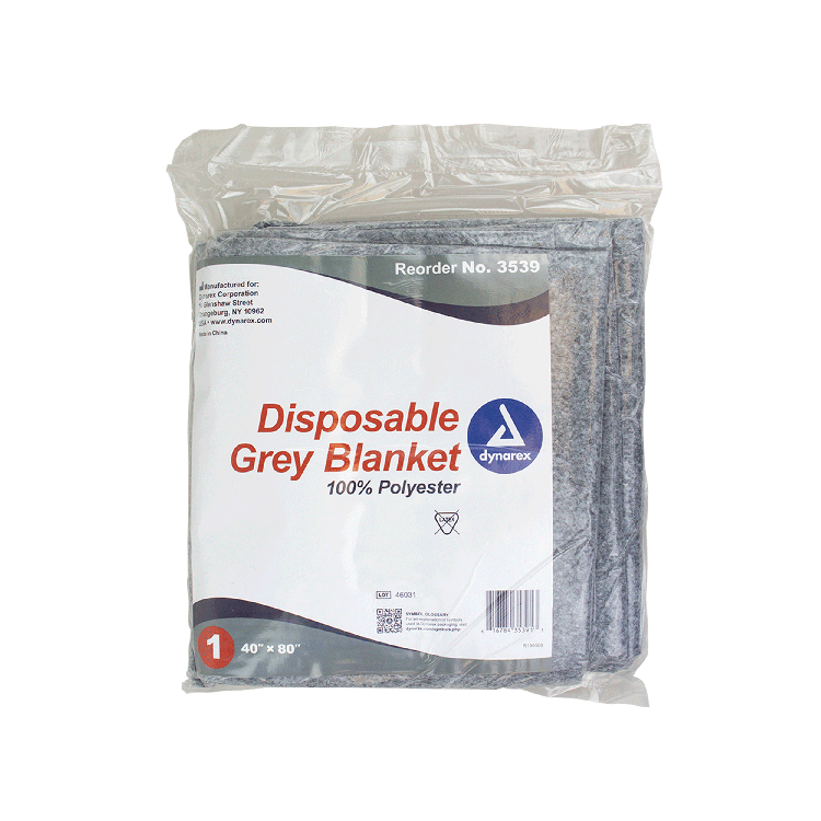 Dynarex Disposable Grey Blanket, 40" x 80", 24/cs