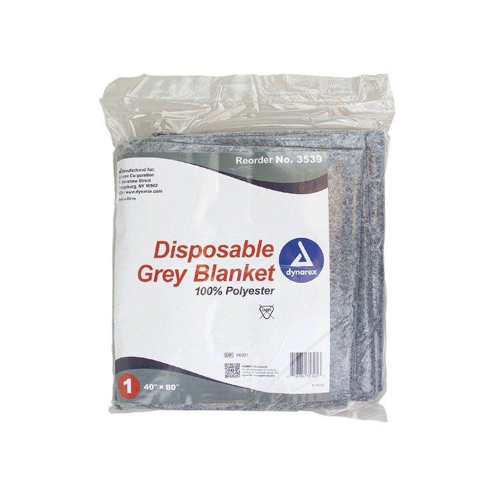 Dynarex Disposable Grey Blanket, 40" x 80", 24/cs