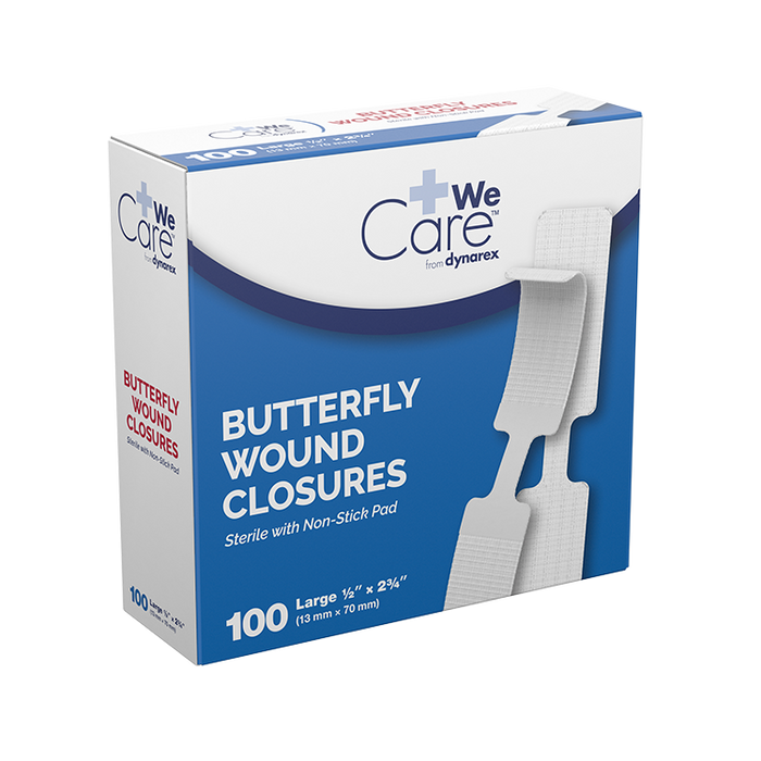 Dynarex Butterfly Wound Closure - Sterile, 1/2" x 2 3/4", 24/100/cs