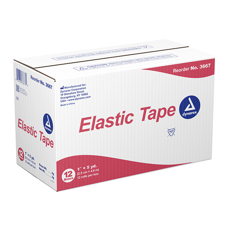 Dynarex Elastic Tape, 1" x 5 yd, 12/12/cs