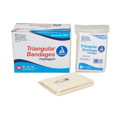 Dynarex Triangular Bandages, 36" x 36" x 51", 12/bx