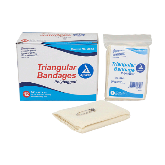 Dynarex Triangular Bandages, 36" x 36" x 51", 12/bx