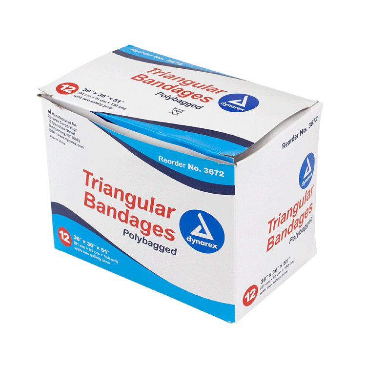 Dynarex Triangular Bandages, 36" x 36" x 51", 12/bx