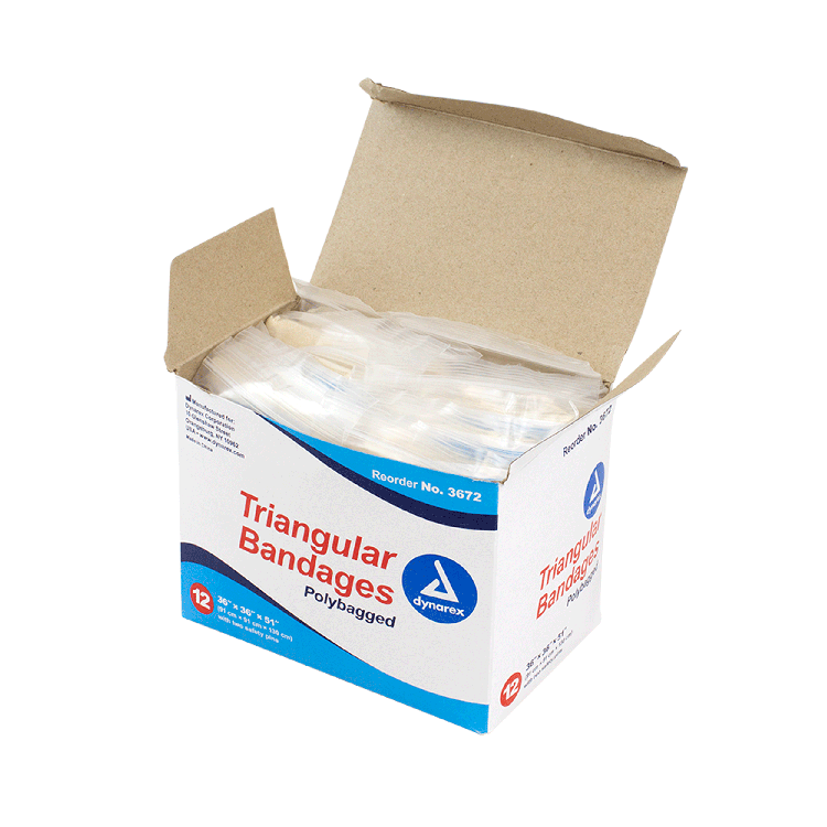 Dynarex Triangular Bandages, 36" x 36" x 51", 12/bx