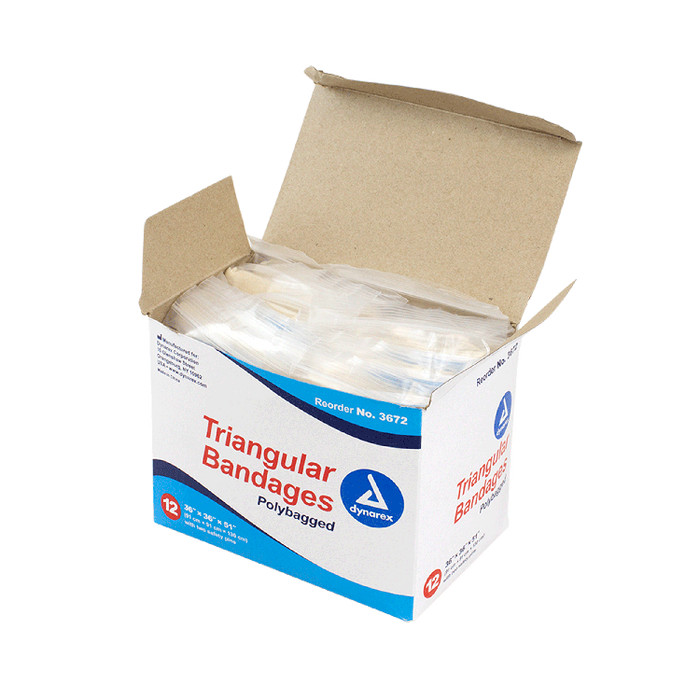 Dynarex Triangular Bandages, 36" x 36" x 51", 12/bx