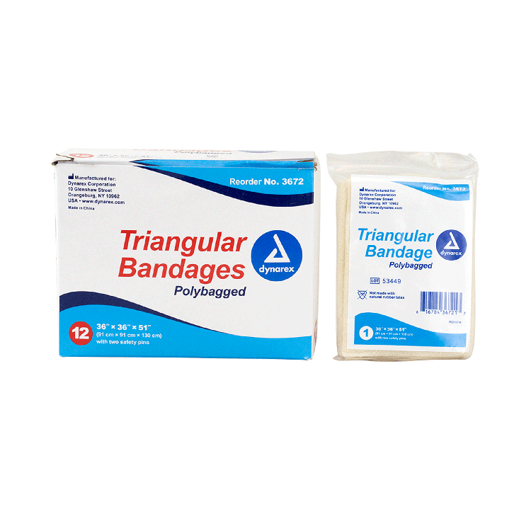 Dynarex Triangular Bandages, 36" x 36" x 51", 12/bx