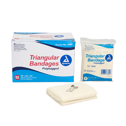 Dynarex Triangular Bandages, 40" x 40" x 56", 12/bx