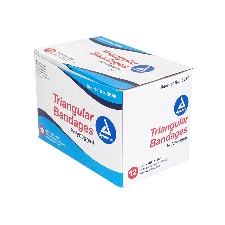 Dynarex Triangular Bandages, 40" x 40" x 56", 12/bx