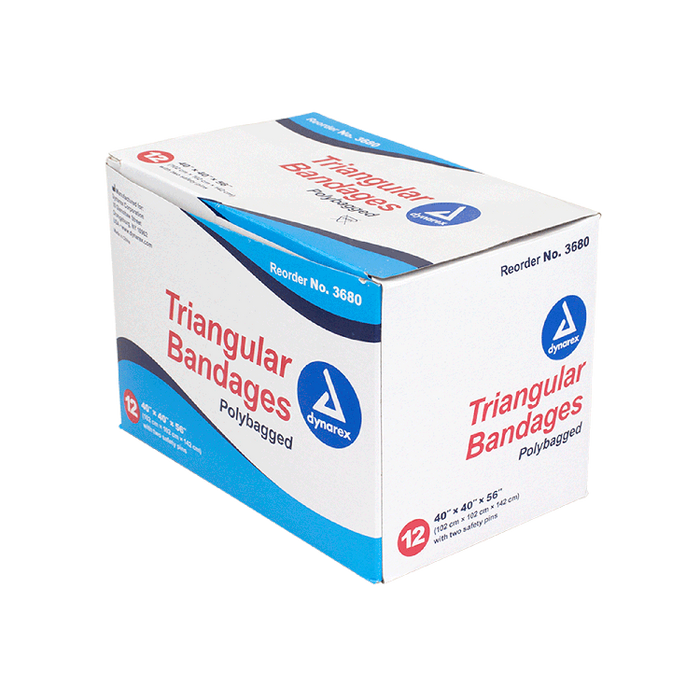 Dynarex Triangular Bandages, 40" x 40" x 56", 12/bx