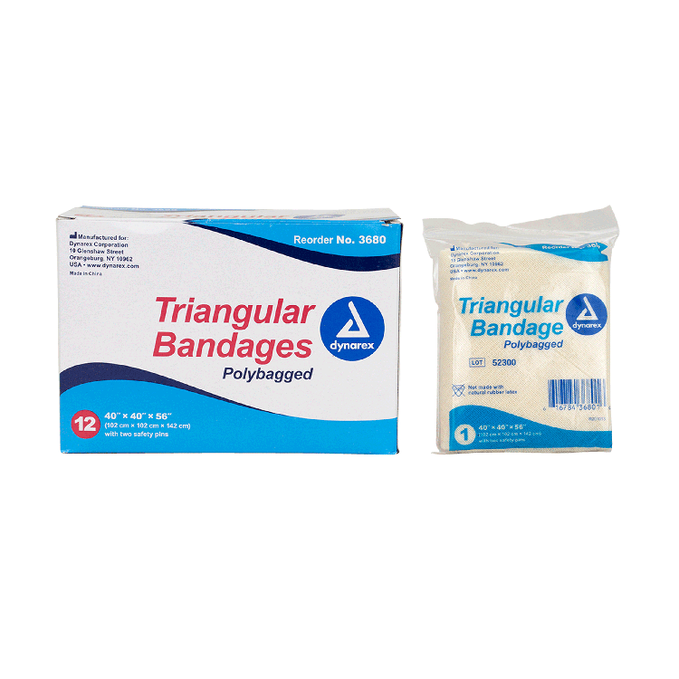 Dynarex Triangular Bandages, 40" x 40" x 56", 12/bx