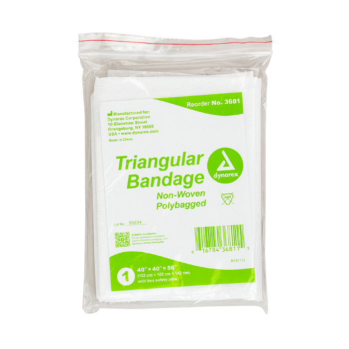 Dynarex Triangular Bandage - Non-Woven, 40" x 40" x 56", 240/cs