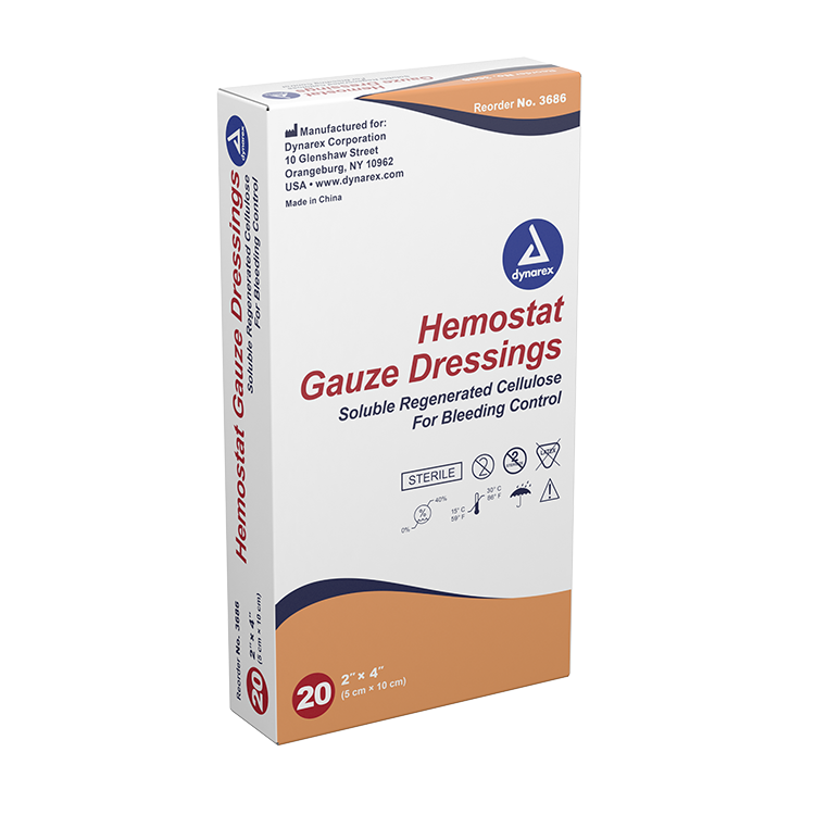 Dynarex Hemostat Gauze Dressing, 2" x 4", 10/20/cs