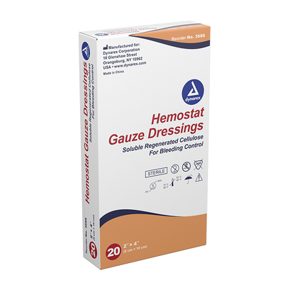 Dynarex Hemostat Gauze Dressing, 2" x 4", 10/20/cs