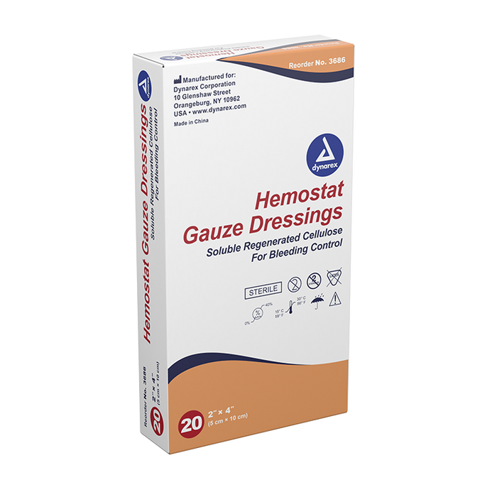 Dynarex Hemostat Gauze Dressing, 2" x 4", 10/20/cs