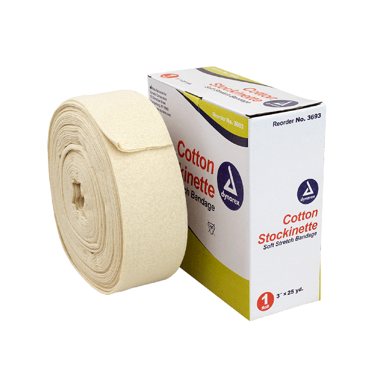 Dynarex Cotton Stockinette, 3" x 25 yd, 4 Rolls/cs