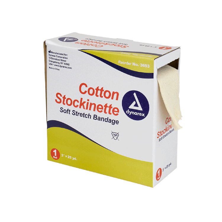 Dynarex Cotton Stockinette, 3" x 25 yd, 4 Rolls/cs