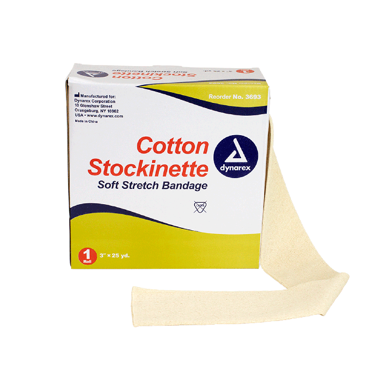 Dynarex Cotton Stockinette, 3" x 25 yd, 4 Rolls/cs